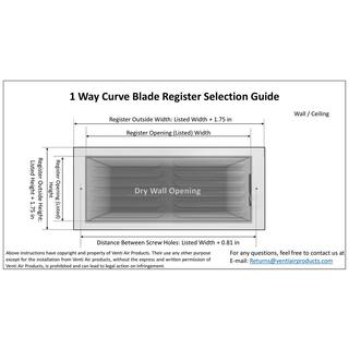 Venti Air 14 in. W x 8 in. H Steel for Ceiling or Sidewall White One Way Curve Blade Register H1C1408