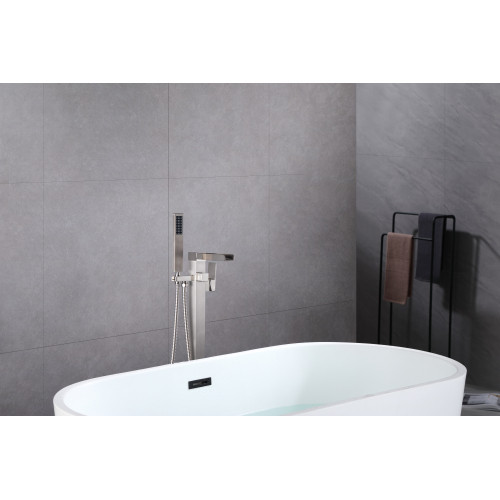 Bathtub Faucet Waterfall Tub Filler Floor Mount Br...