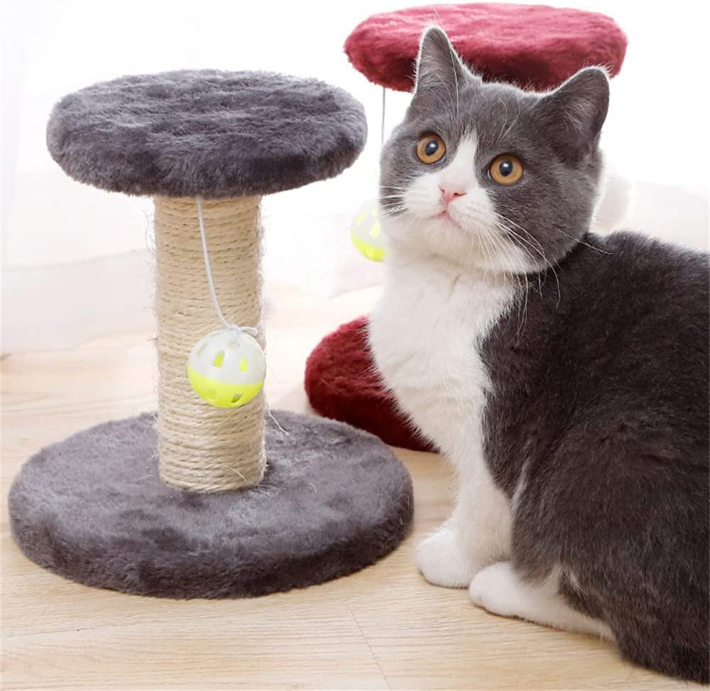 Cat Scratching Post Cat Scratcher with Hanging Ball and Mouse，Sisal Scratch Pole Claw Scratcher Cat Activity Toys for Kittens and Small Cats Indoor Climbing Playing