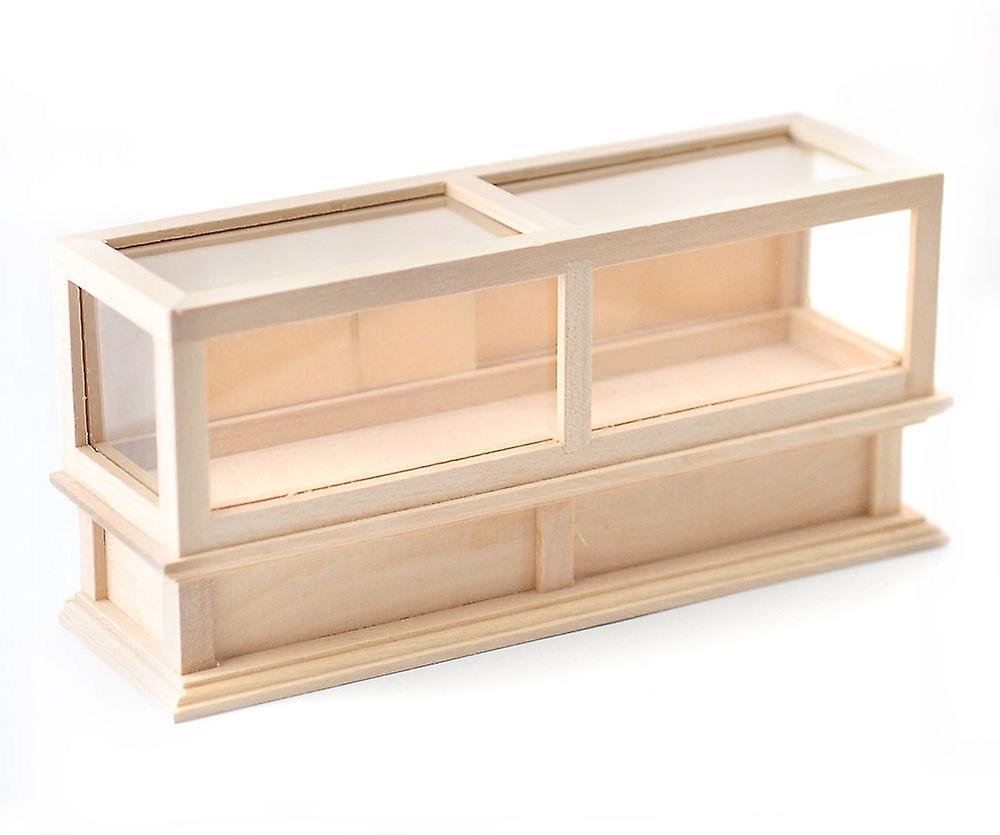 Dolls House Bare Wood Double Display Case Store Counter Shop Fitting Furniture