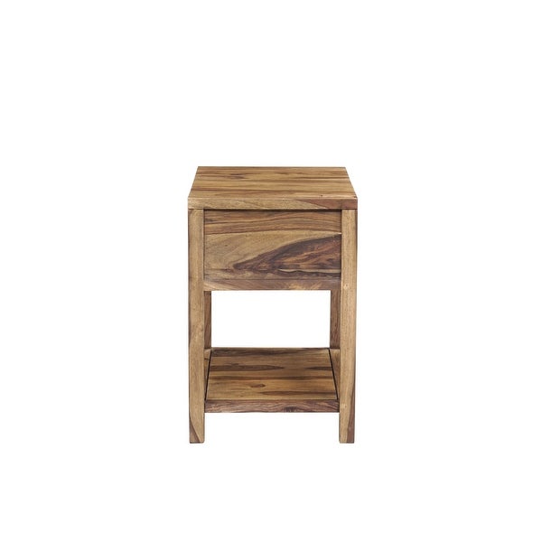 Wanderloot Urban Mid-Century Modern Sheesham Wood End Table With Drawer - 24