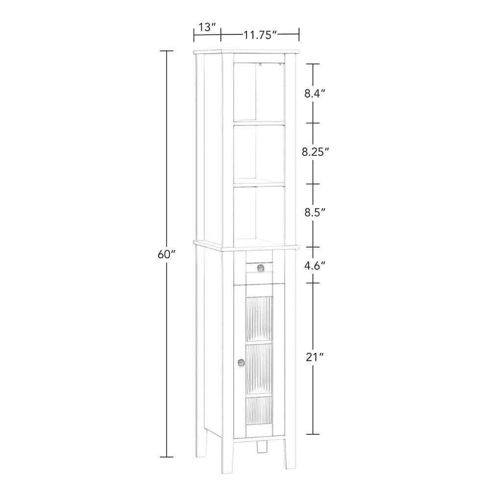 RiverRidge Home Prescott 1175 in W x 60 in H x 13 in D Slim Tall Cabinet in White