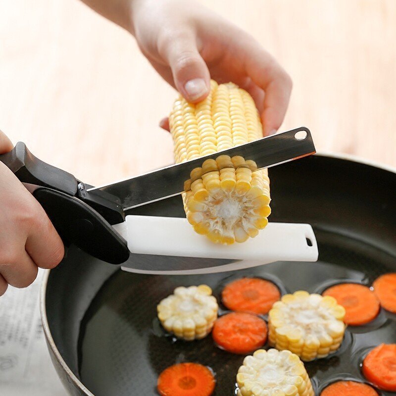 2-in-1 Knife and Built-in Cutting Board Food Chopper