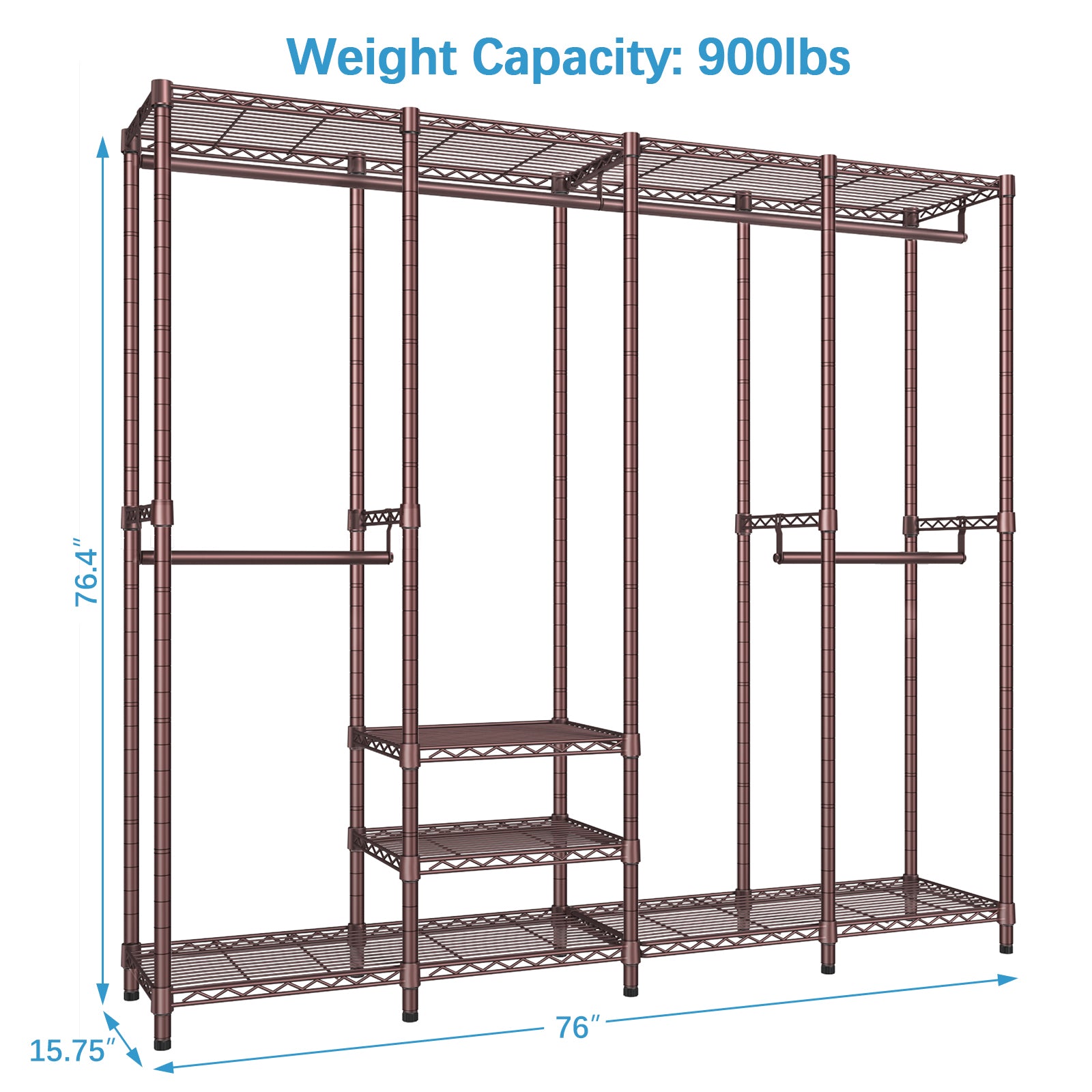 VIPEK V40 Garment Rack Heavy Duty Clothes Rack, 76"L x 15.7"W x 75.6"H, Max Load 800lbs, Bronze