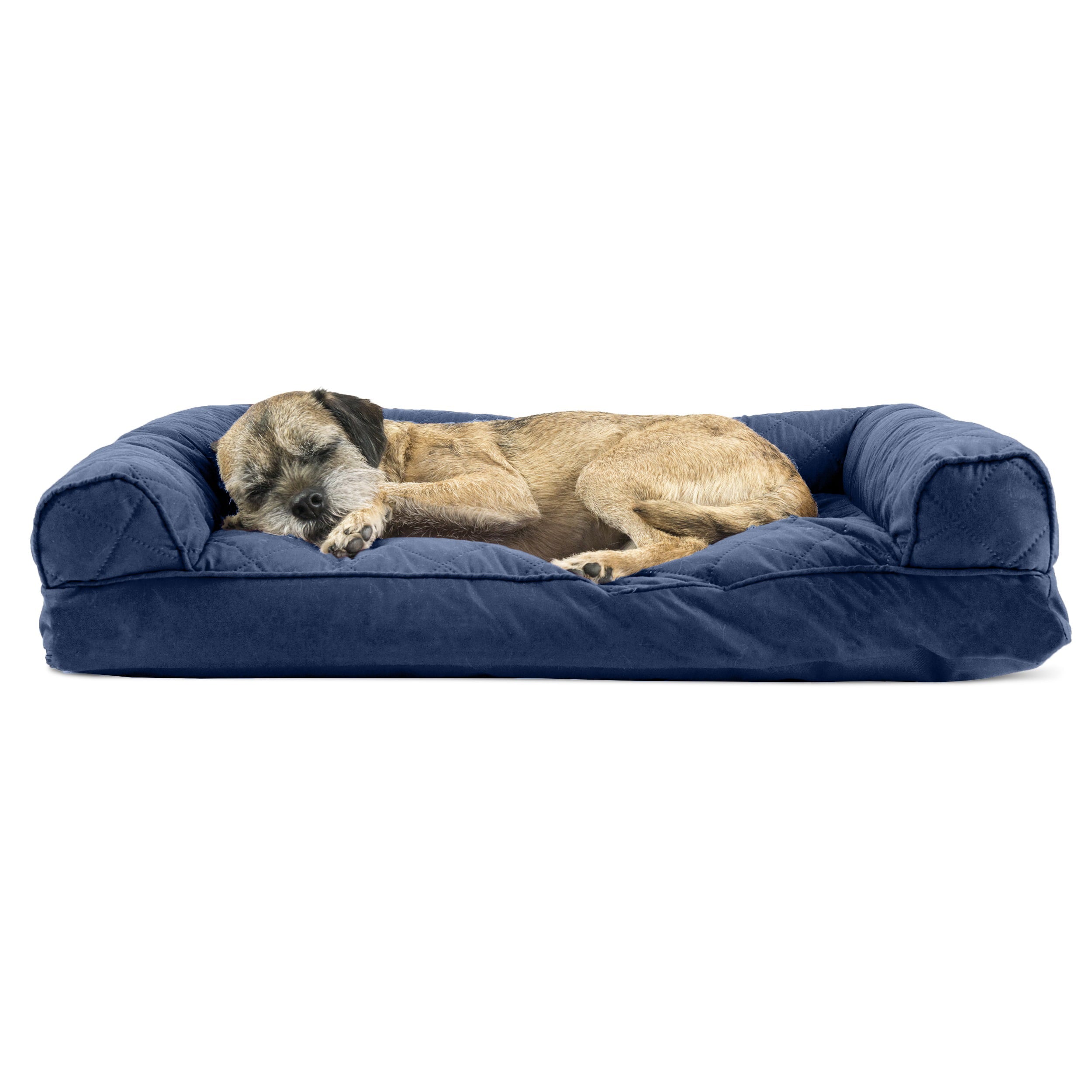 FurHaven | Quilted Pillow Sofa Pet Bed for Dogs & Cats, Navy, Medium