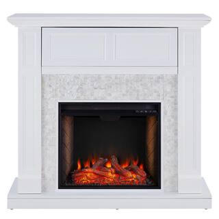 Southern Enterprises Lester Alexa-Enabled Smart 46 in. Electric Fireplace in White HD014623