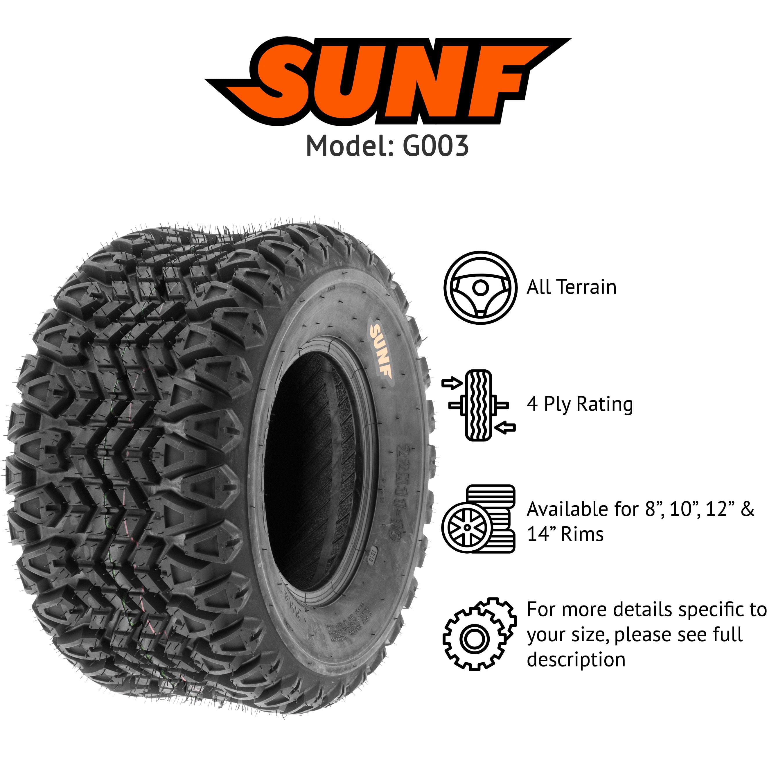 Full set of Golf-Cart ATV UTV Tires 21x7-10 4 PR 4pcs G003