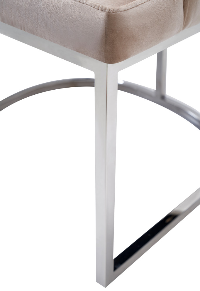 Modrest Daria  Modern Beige Velvet and Stainless Steel Dining Chair  Set of 2   Contemporary   Dining Chairs   by Vig Furniture Inc.  Houzz