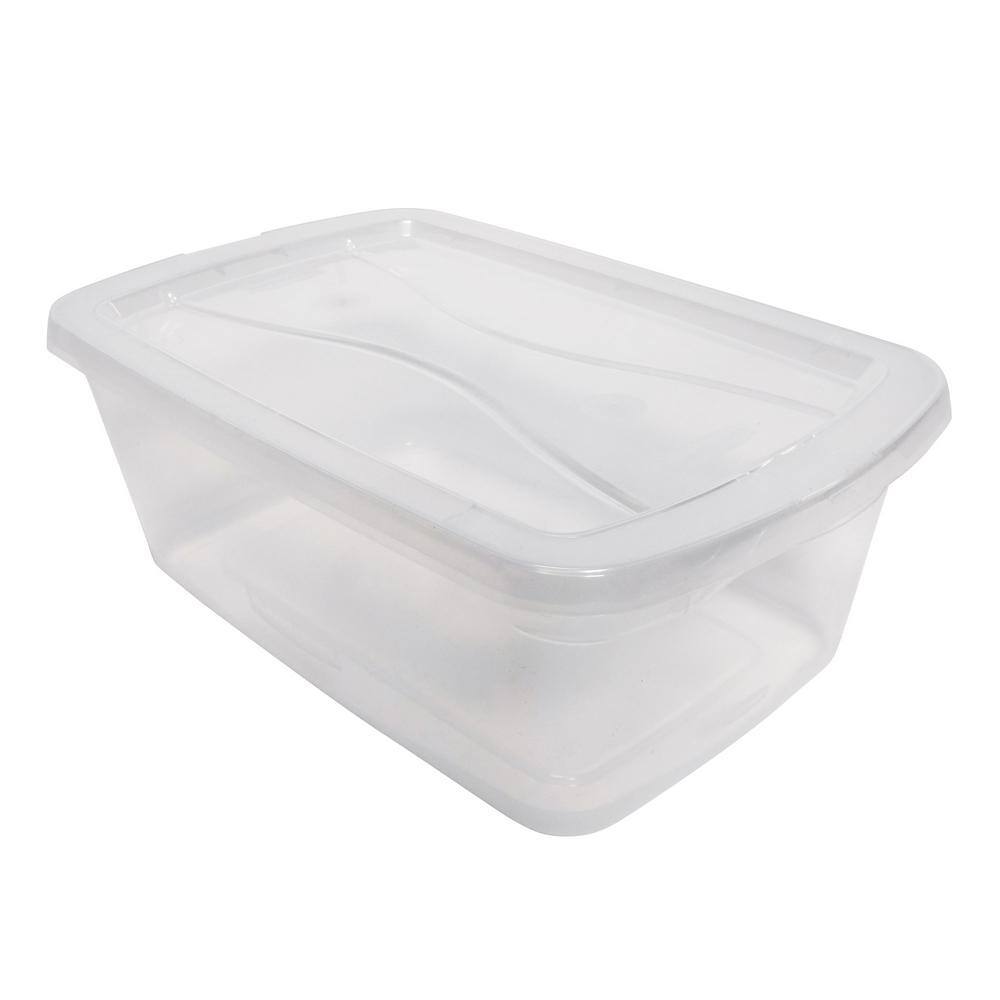 Rubbermaid 6 Qt. Latching Plastic Storage Tote Container and Lid Clear (12-Pack) RMCC060004-12pack