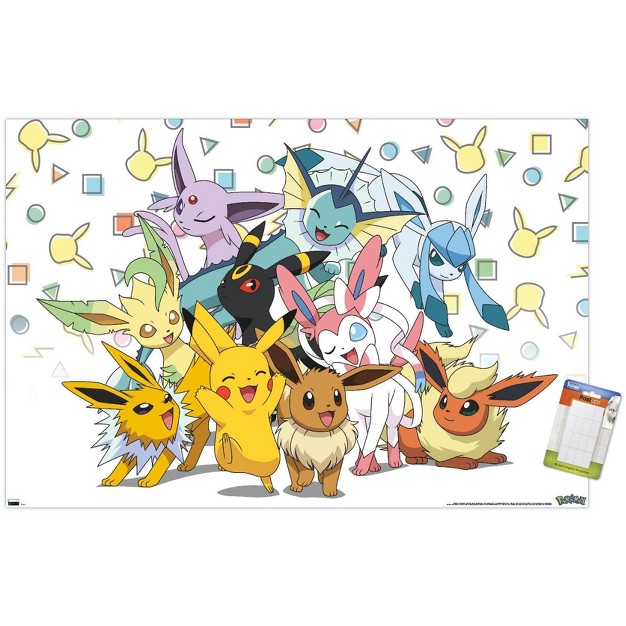 Trends International Pokemon Pikachu Eevee And Its Evolutions Unframed Wall Poster Prints