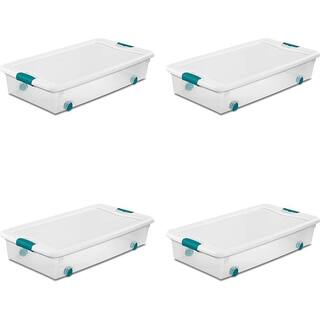 Sterilite 56 qt. Latching Stackable Wheeled Storage Container with Lid (4-Pack) 4 x 14988004