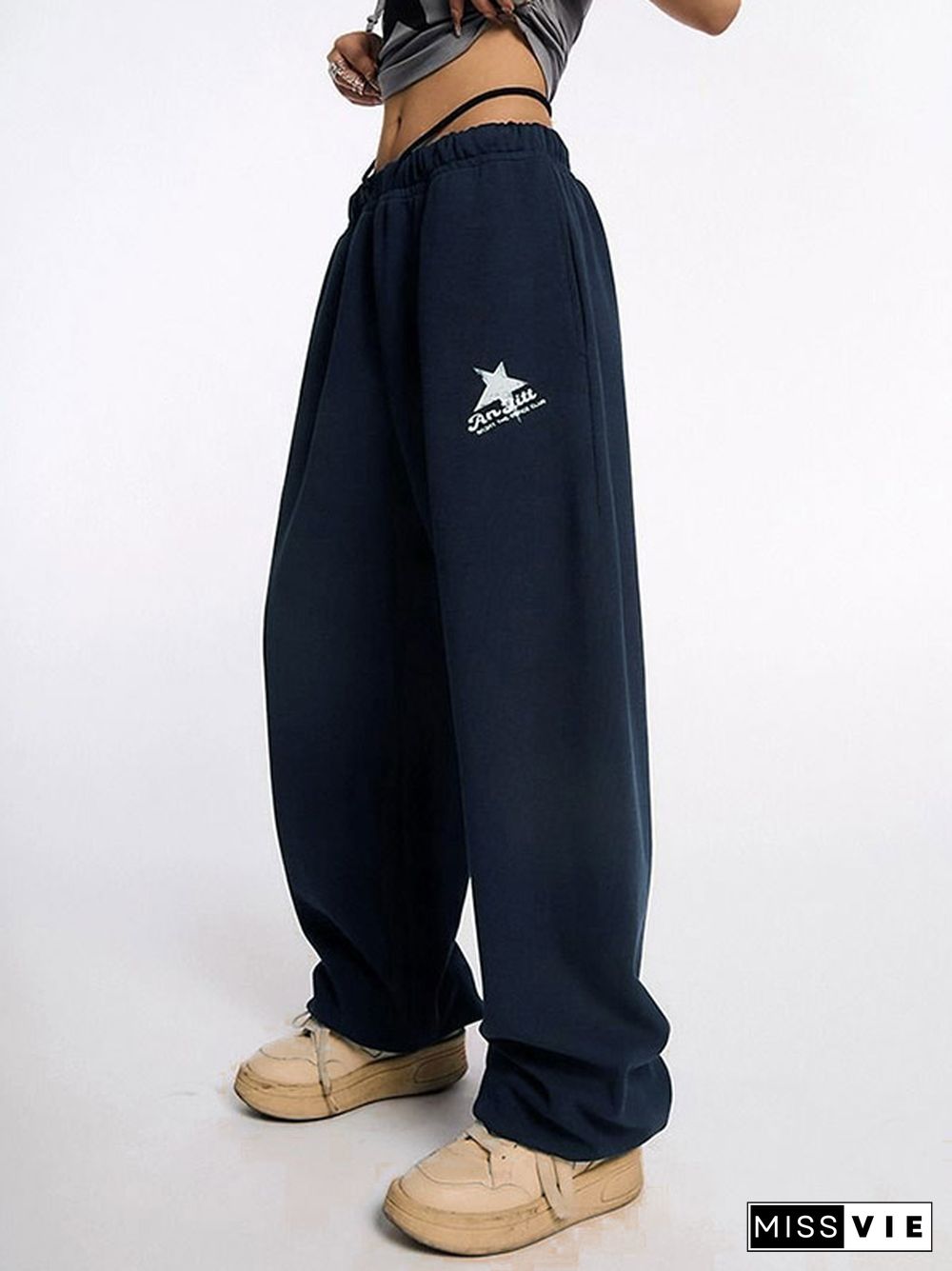 Star Print High Waist Stretchy Sweatpants