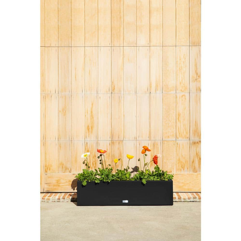 Veradek Block Series Window Box 36 in. Black Plastic Planter TRHV36B