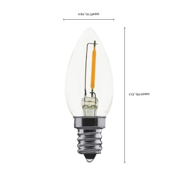 0.7 Watt LED C7 Clear 2700K Candelabra base 120 Volt Carded 2 Pack