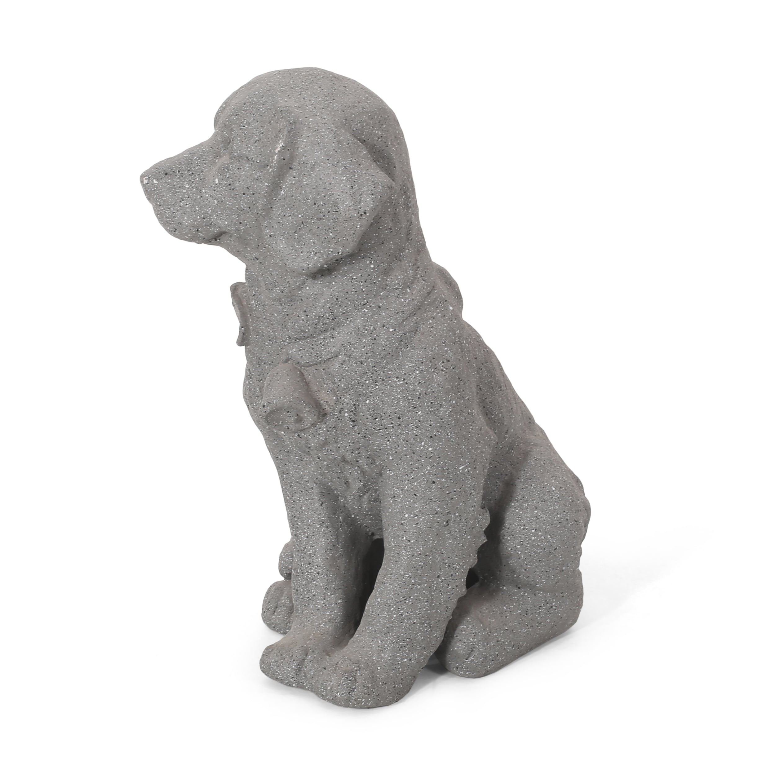 Gary Outdoor Dog Garden Statue, Stone Gray