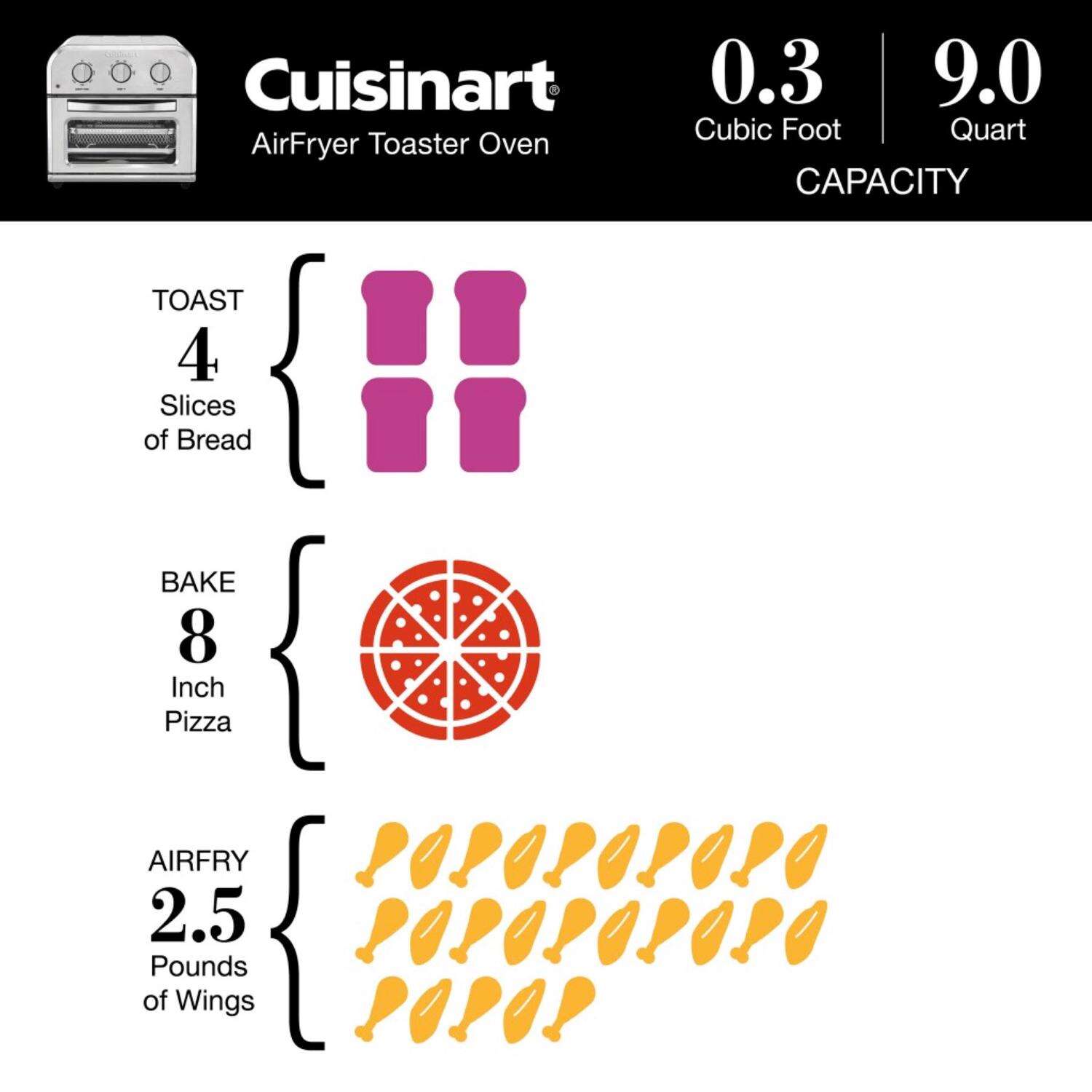 Cuisinart Stainless Steel Silver Toaster Oven w/Air Fry 12 in. H X 13 in. W X 16 in. D