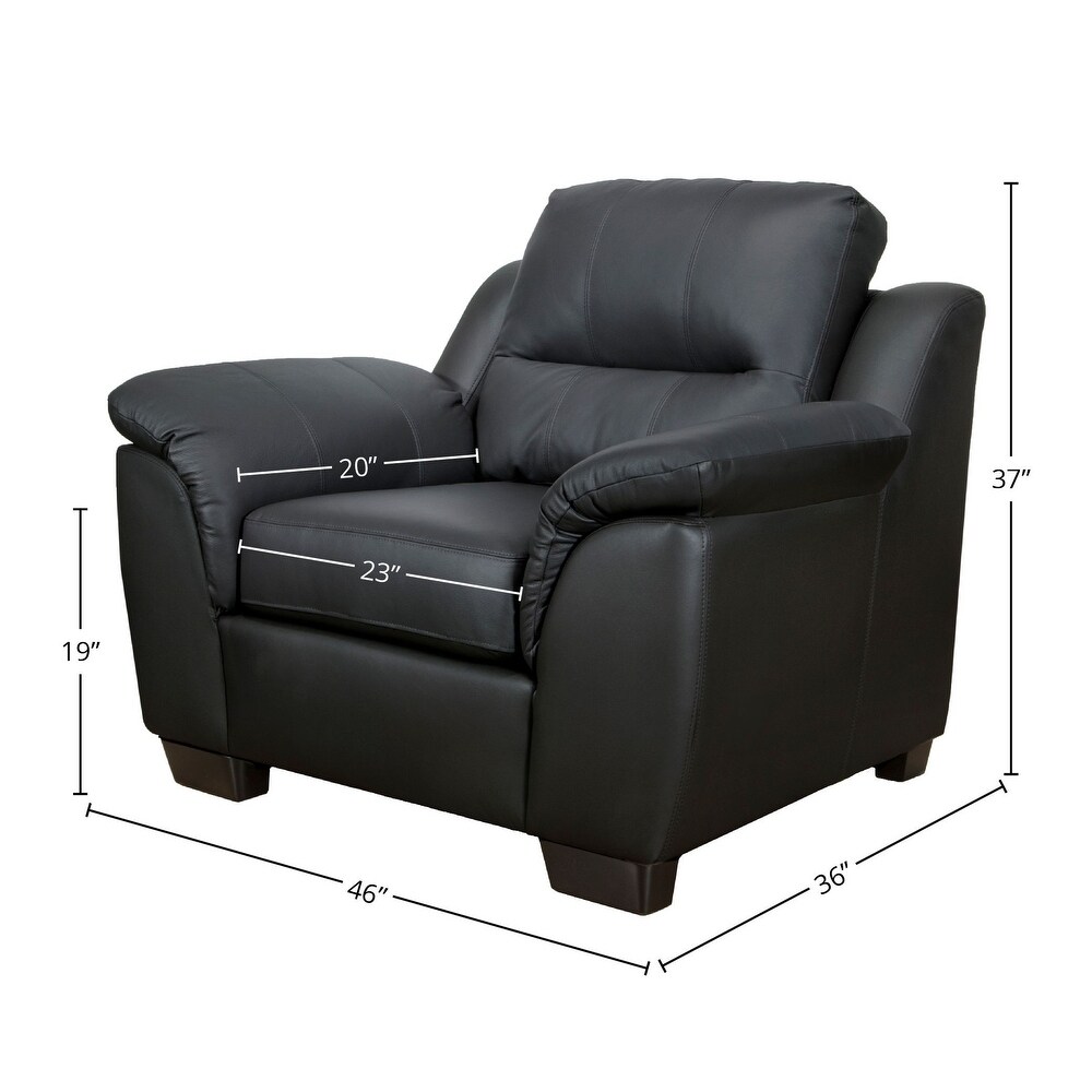 Bastrop Genuine Leather Sofa  Loveseat and Chair Set   Black