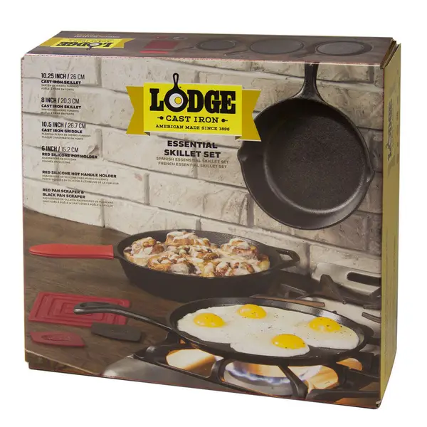 Lodge Essential Seasoned Cast Iron Skillet Set