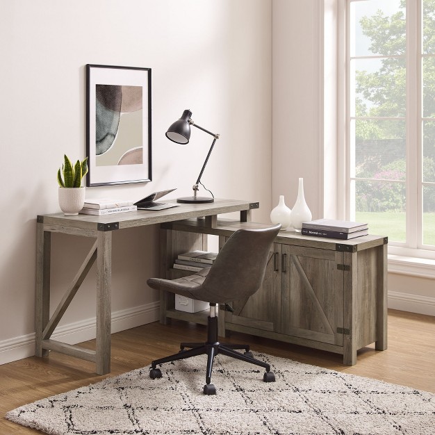 Farmhouse Rustic L Shaped Desk With Storage Saracina Home