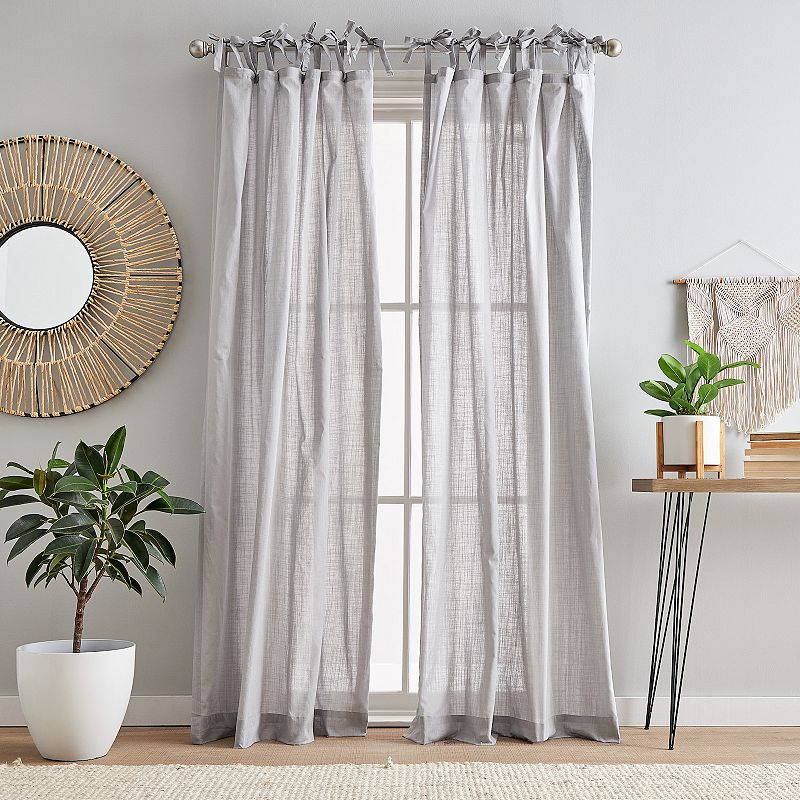 Peri Cotton Sheer Tietab 2-panel Window Curtain Set