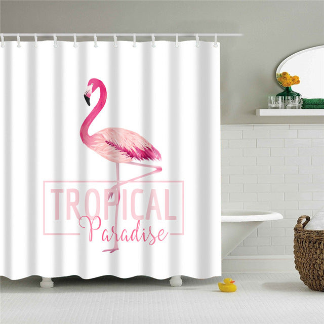 Nordic Pictures Polyester Waterproof Shower Curtains High Quality Animals Flamingo Shower Curtain In The Bathroom