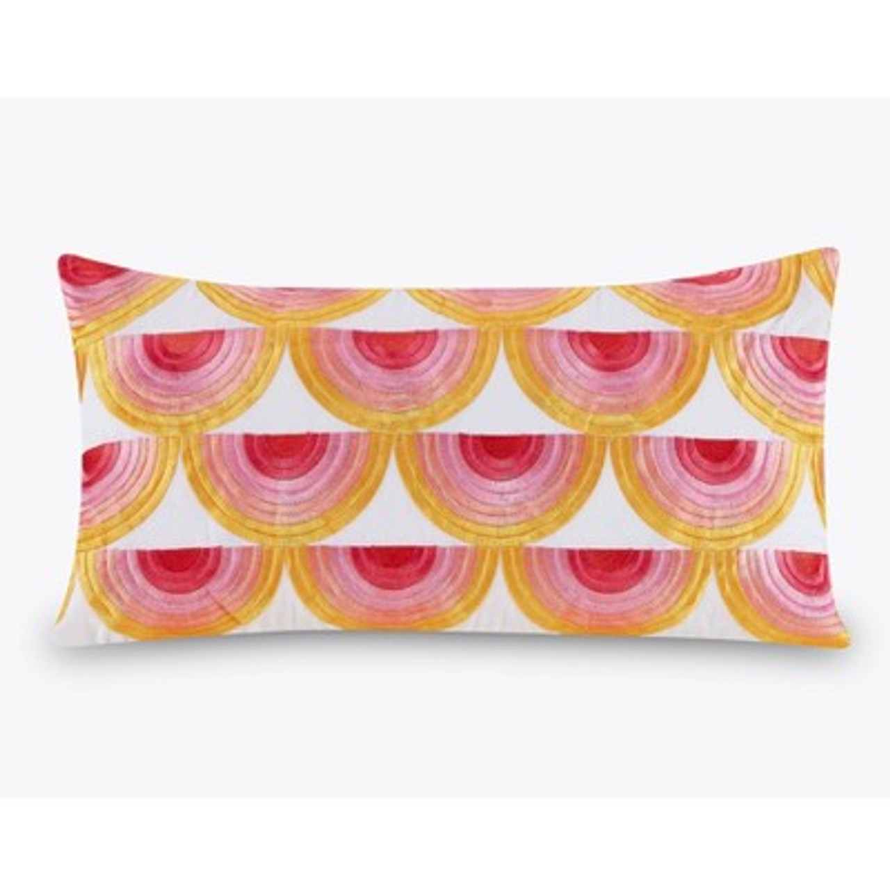 12''x21'' Oblong Satin Stitch Embroidered Decorative Throw Pillow Yellow/Dark Pink/Light Pink - Trina Turk