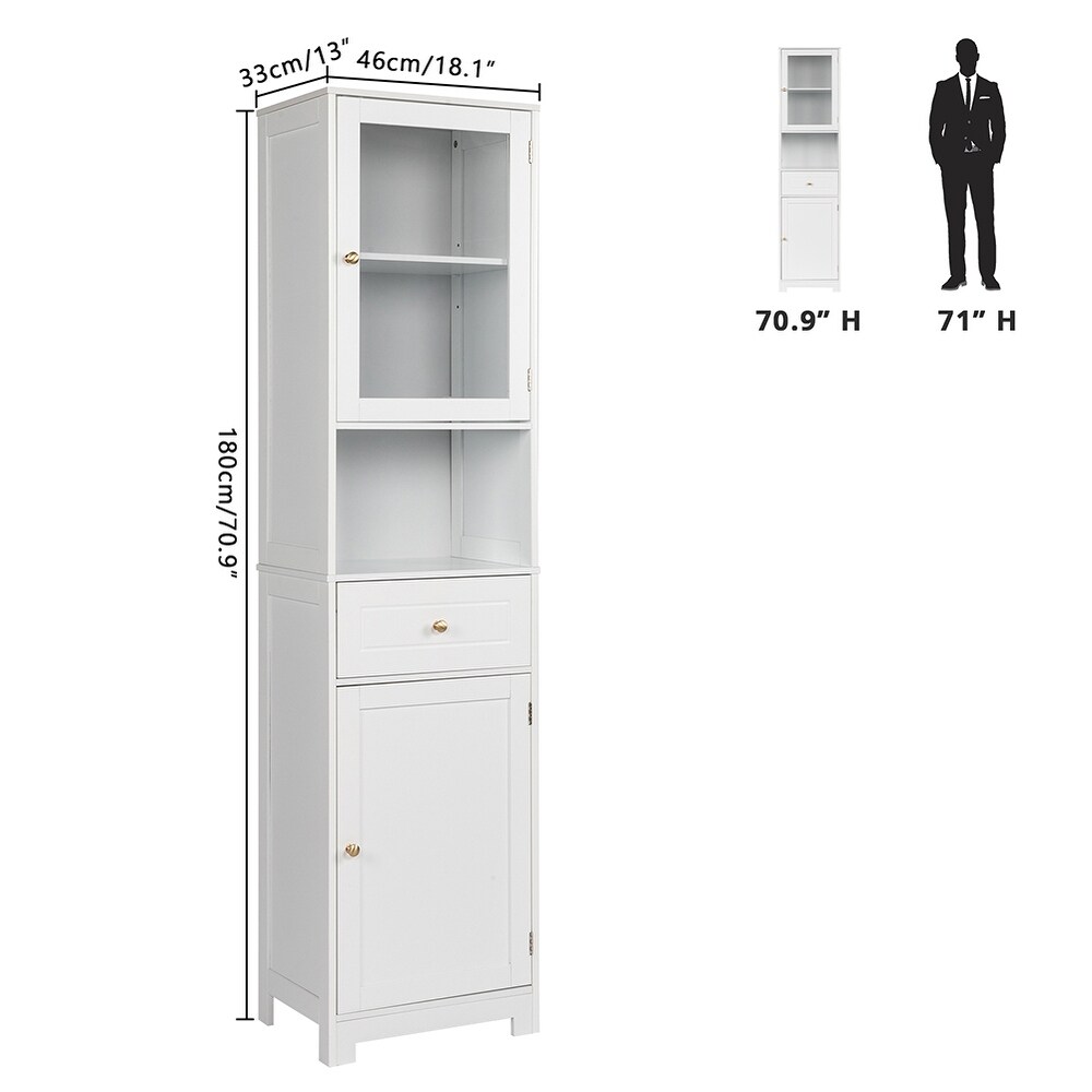 Multifunctional High Storage Cabinet with 2 Doors and 1 Drawer