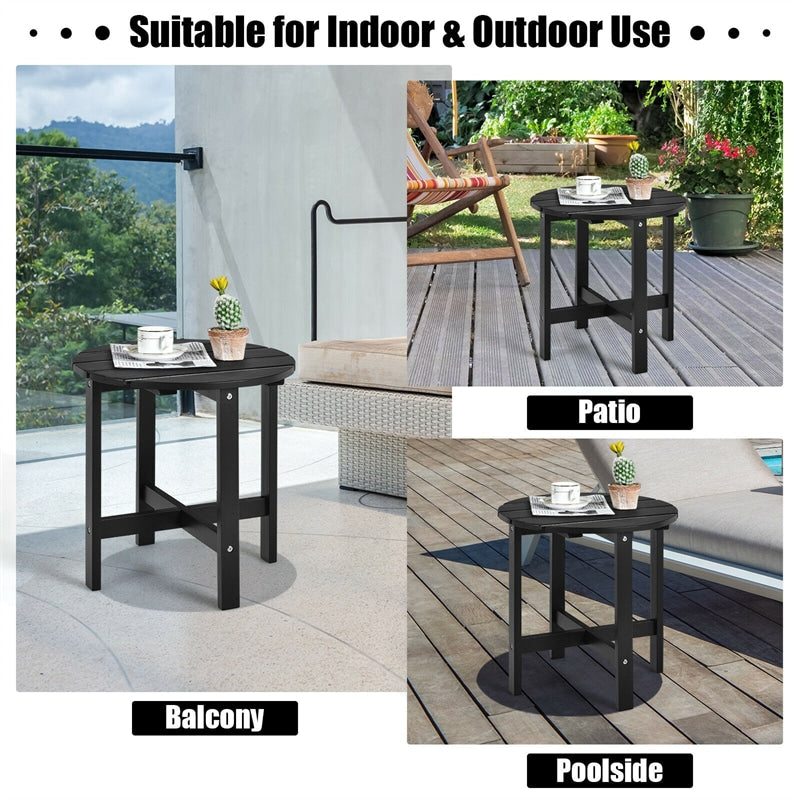 18¡¯¡¯ Outdoor Round Bistro Side Table Wood Slat End Table for Garden