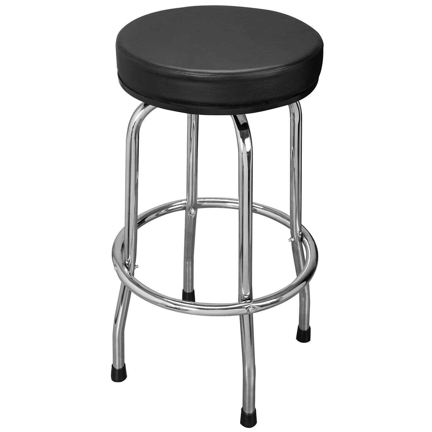 Torin Swivel Bar Stool: Padded Garage/Shop Seat with Chrome Plated Legs， 28.74 Inch Height，Black，W6185-B