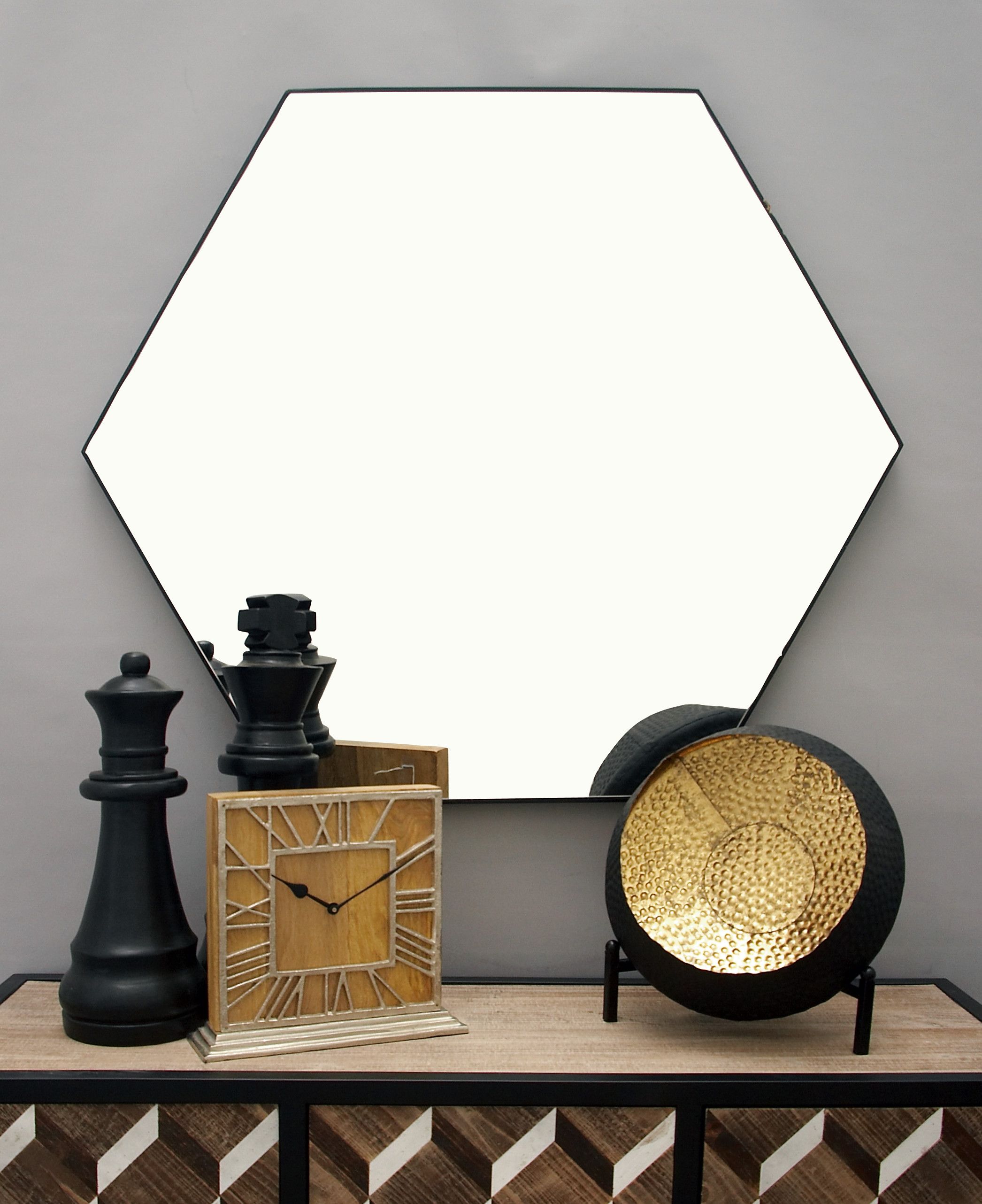 Clear Contemporary Wood Wall Mirror 35 x 41