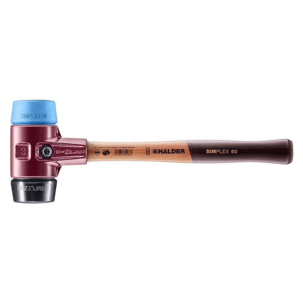 Halder 3.5 lbs. Simplex 60 Mallet with Soft Blue Rubber Non-Marring and Black Rubber Inserts 3012.060