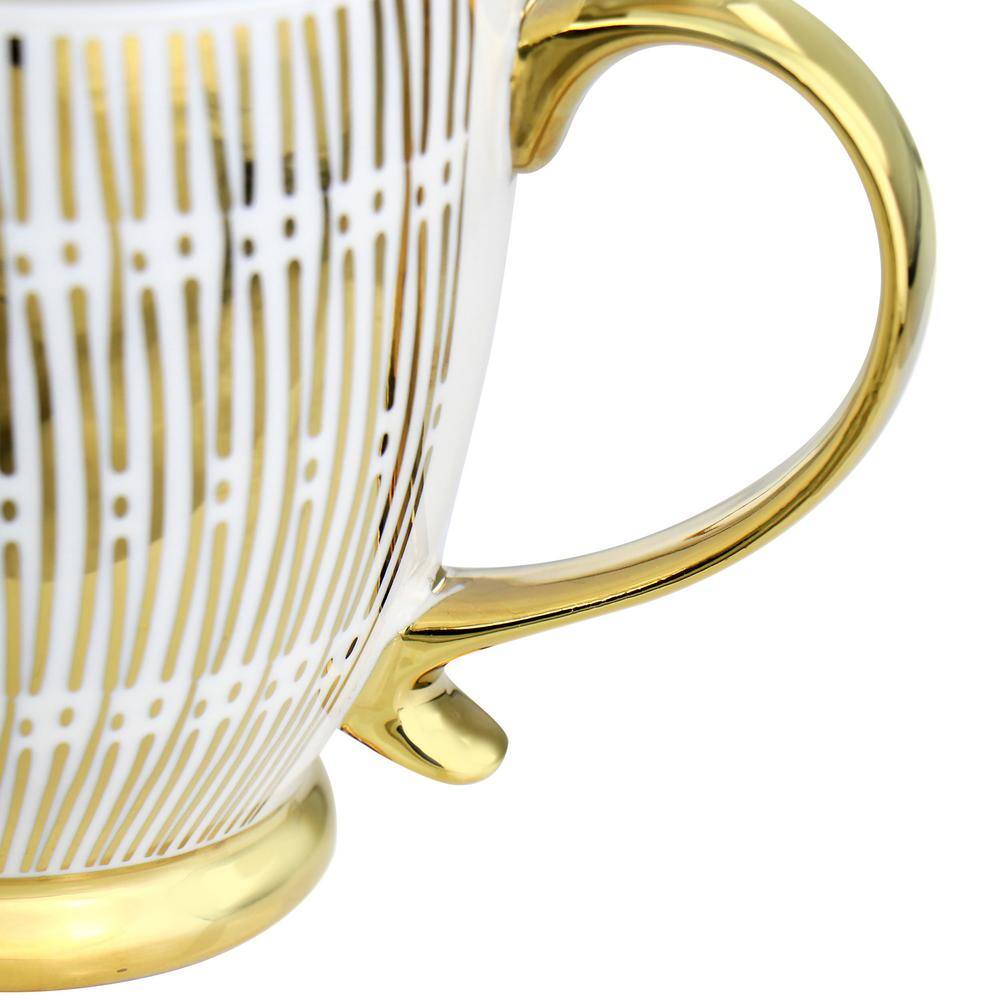 GIBSON HOME Gold Fin. 4-Piece 16.7 oz. Gold Electroplated Fine Ceramic Mug Set 985117541M