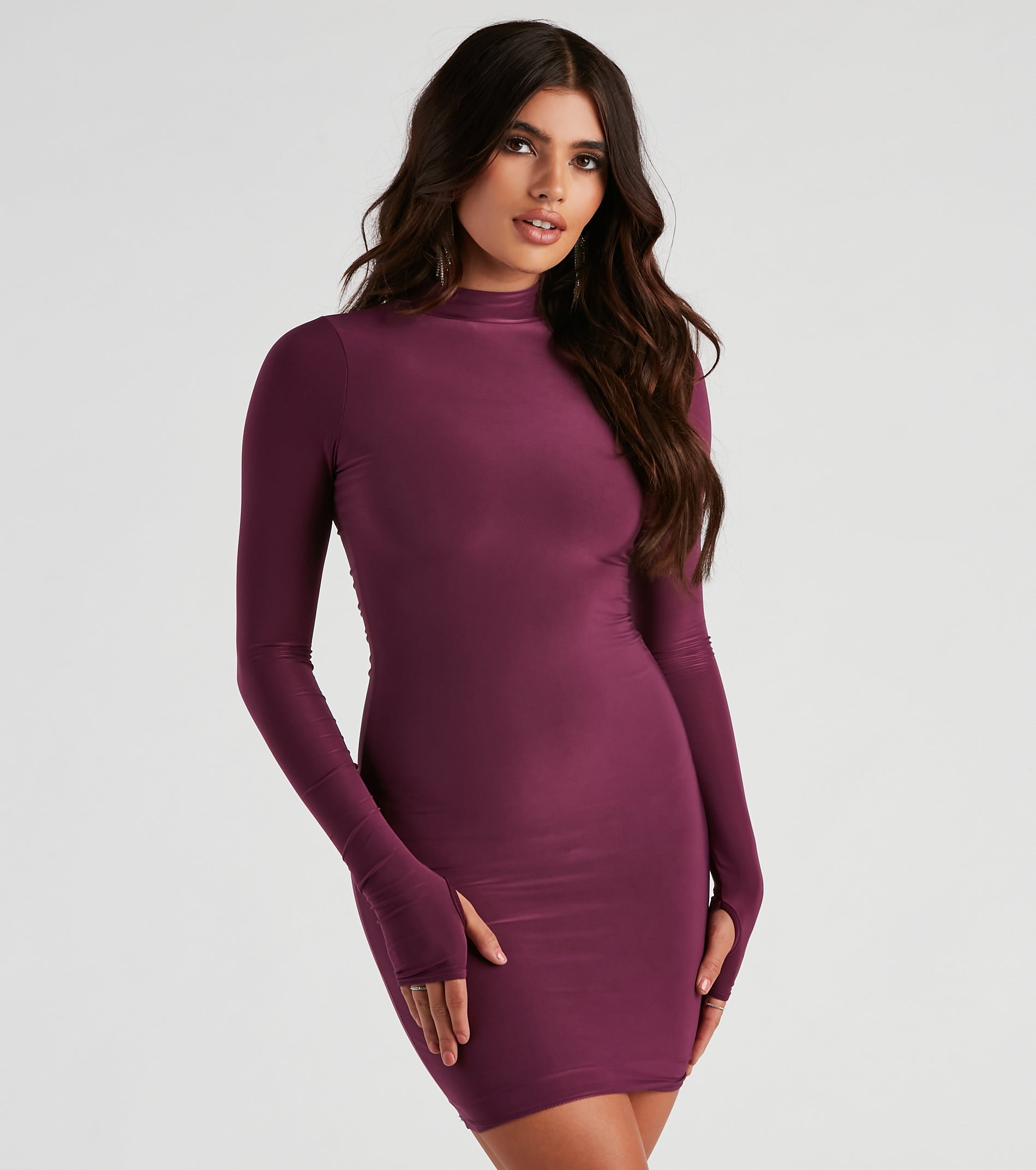 Front Line Mock Neck Bodycon Dress