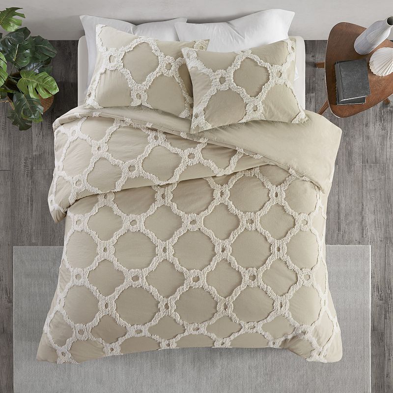 Madison Park Nollie Cotton Chenille Geometric 3-piece Duvet Cover Set with Shams