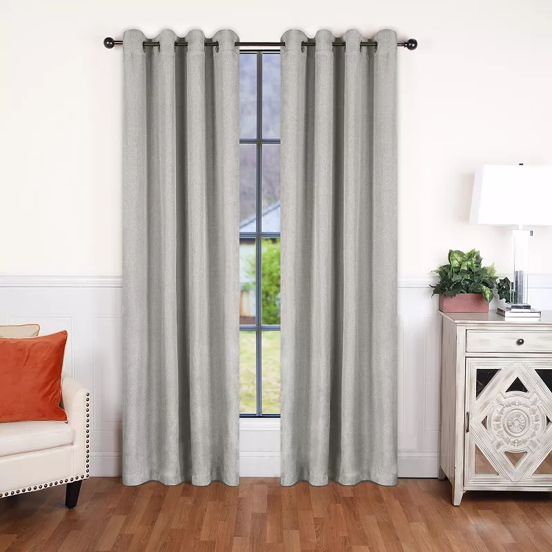 SUPERIOR Faux Linen Insulated Thermal Blackout Set of 2 Window Curtain Panels