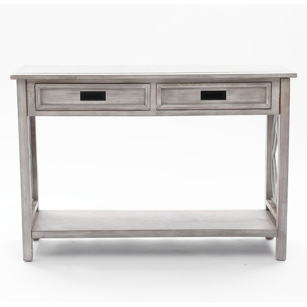 Grey Washed Wood 2-Drawer 1-Shelf Console and Entry Table - 32.7