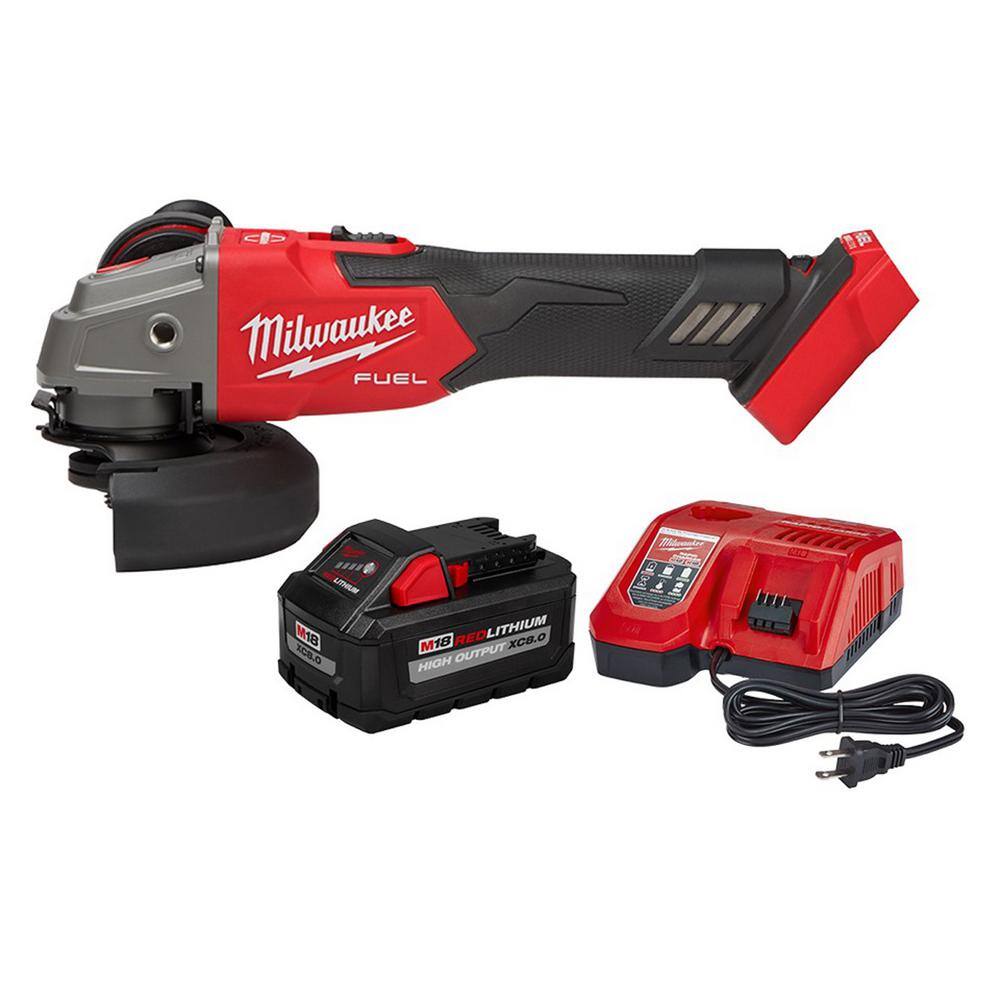 MW M18 FUEL 18-Volt Lithium-Ion Brushless Cordless 4-12 in.5 in. Grinder wVariable Speed with 8.0 Ah Battery  Charger 2889-20-48-59-1880