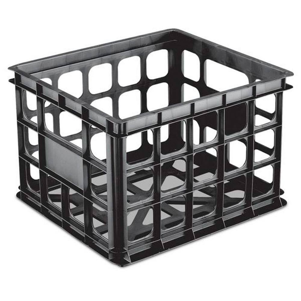 Sterilite Plastic Black Storage Box Milk Crate Containers Home (6 Pack) 16929006 6 x 16929006