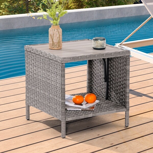 BONOSUKI Outdoor Patio PE Wicker AllWeather Square Coffee Table