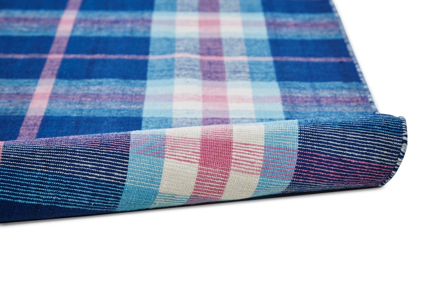 Jens Hand Woven Bright Blue and Peony Pink Rug by BD Fine