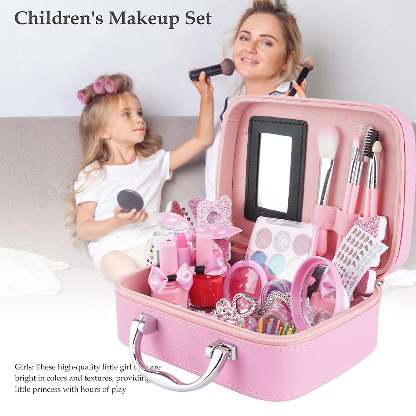 Girls Makeup Kit For Kids Children's Makeup Set Girls Princess Make Up Box Nontoxic Cosmetics Kit Toys Pretend Play Makeup Beauty Toys Christmas Gift