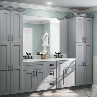 Home Decorators Collection Tremont Assembled 36 x 34.5 x 24 in Plywood Shaker Blind Corner Base Kitchen Cabinet Lt Soft Close in Painted Pearl Gray BBCU42L-TPG