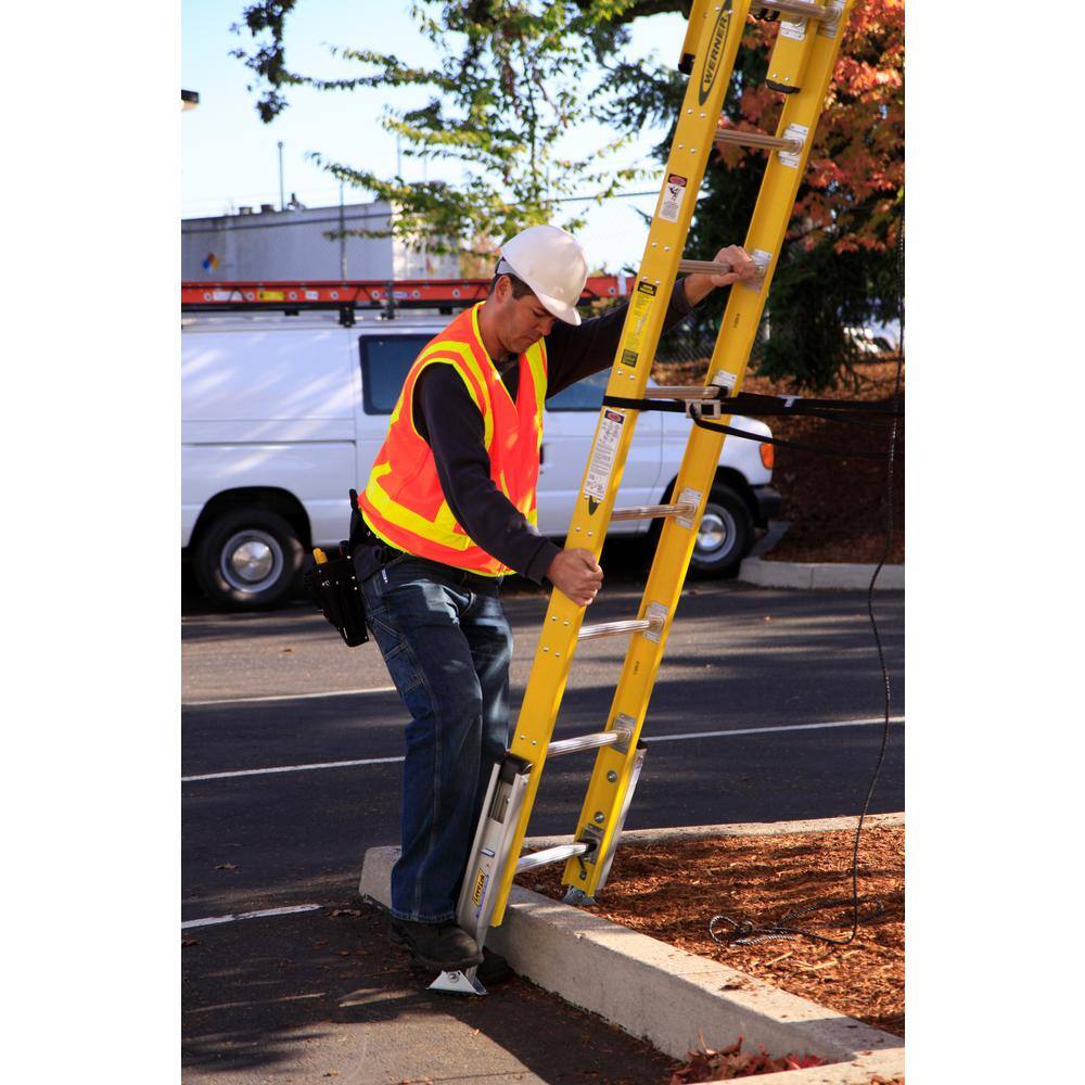 Werner 28 ft. Fiberglass D-Rung Leveling Extension Ladder with 375 lb. Load Capacity Type IAA Duty Rating D7128-2LV