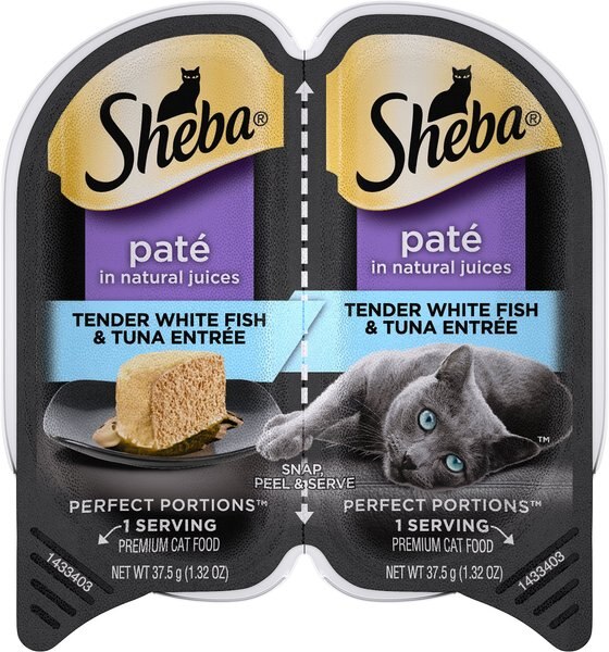 Sheba Perfect Portions Grain-Free Tender Whitefish and Tuna Entree Cat Food Trays