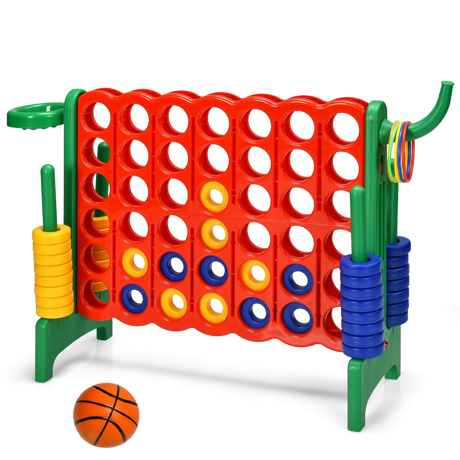 Costzon Giant 4-in-A-Row, Jumbo 4-to-Score Giant Game w/ Basketball Hoop