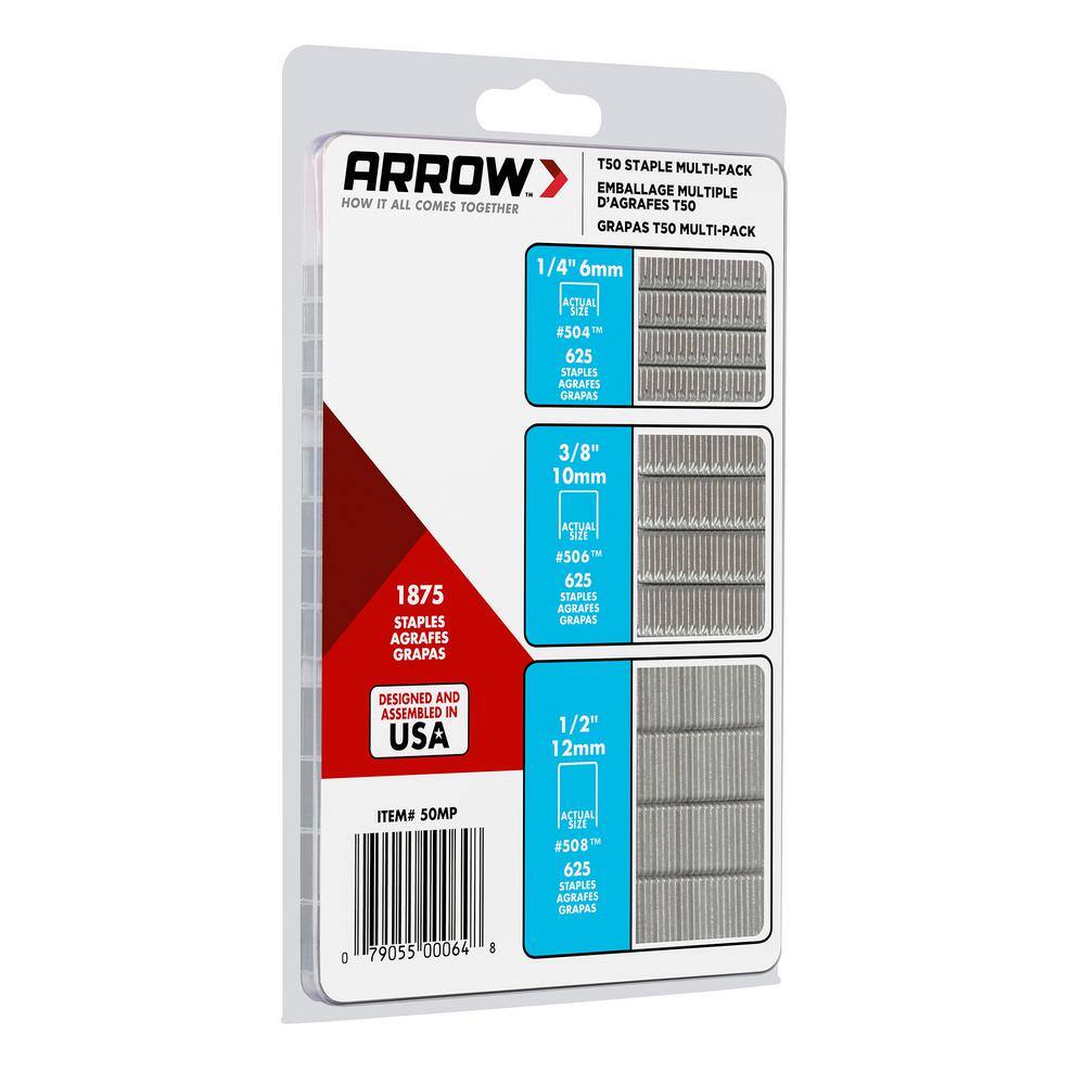 Arrow T50 14 in. x 38 in. x 12 in. Staple Multi-Pack (1875-Pack) 50MP