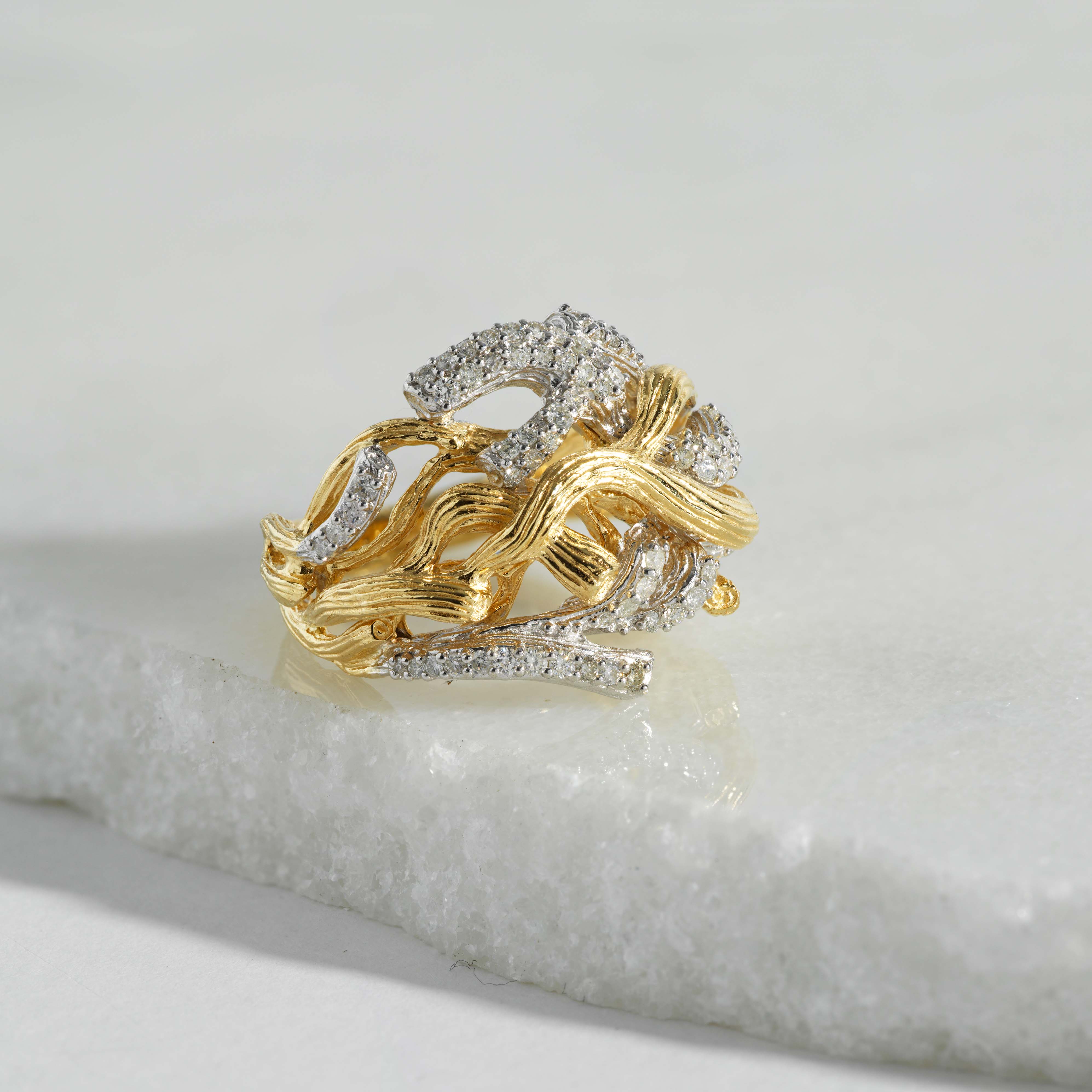 Branch Coral Ring with Diamonds