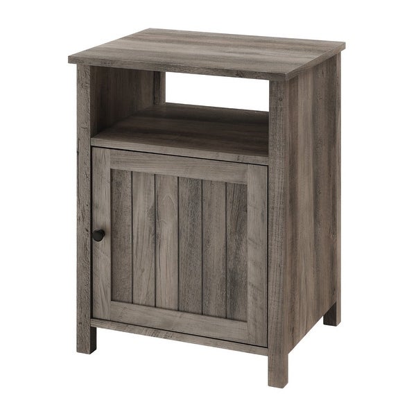 Modern Open Shelf End Table， Grey Wash