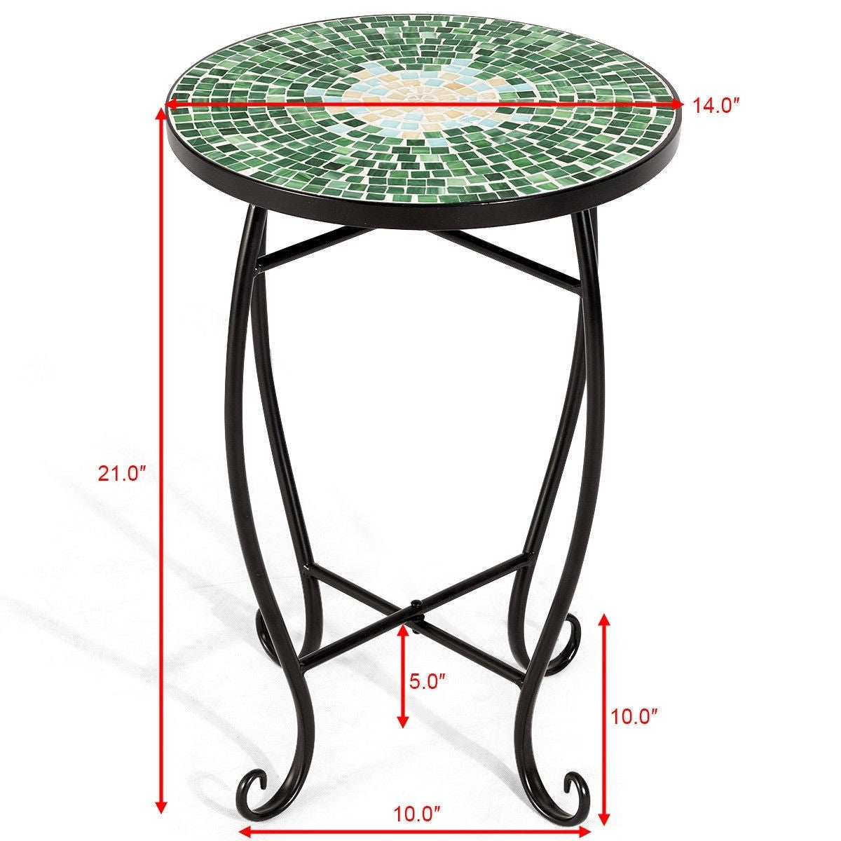 Outdoor Indoor Steel Round Accent Table Mosaic Plant Stand Cobalt Table