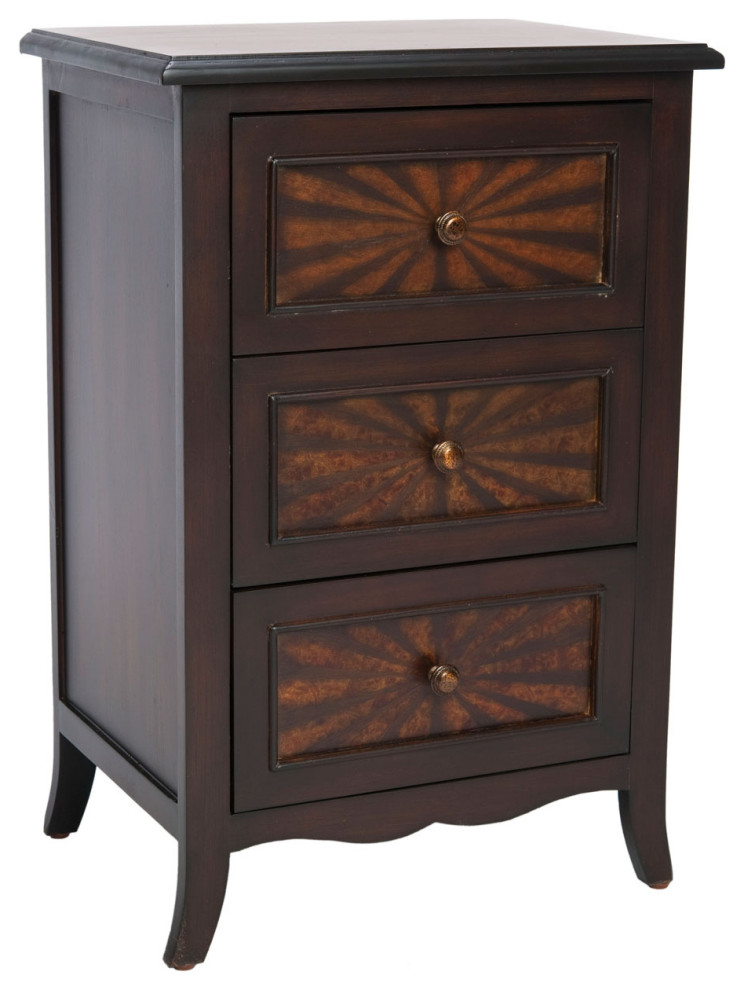 Randall 3 Drawer Side Table Dark Cherry   Transitional   Side Tables And End Tables   by Peachtree Fine Furniture  Houzz